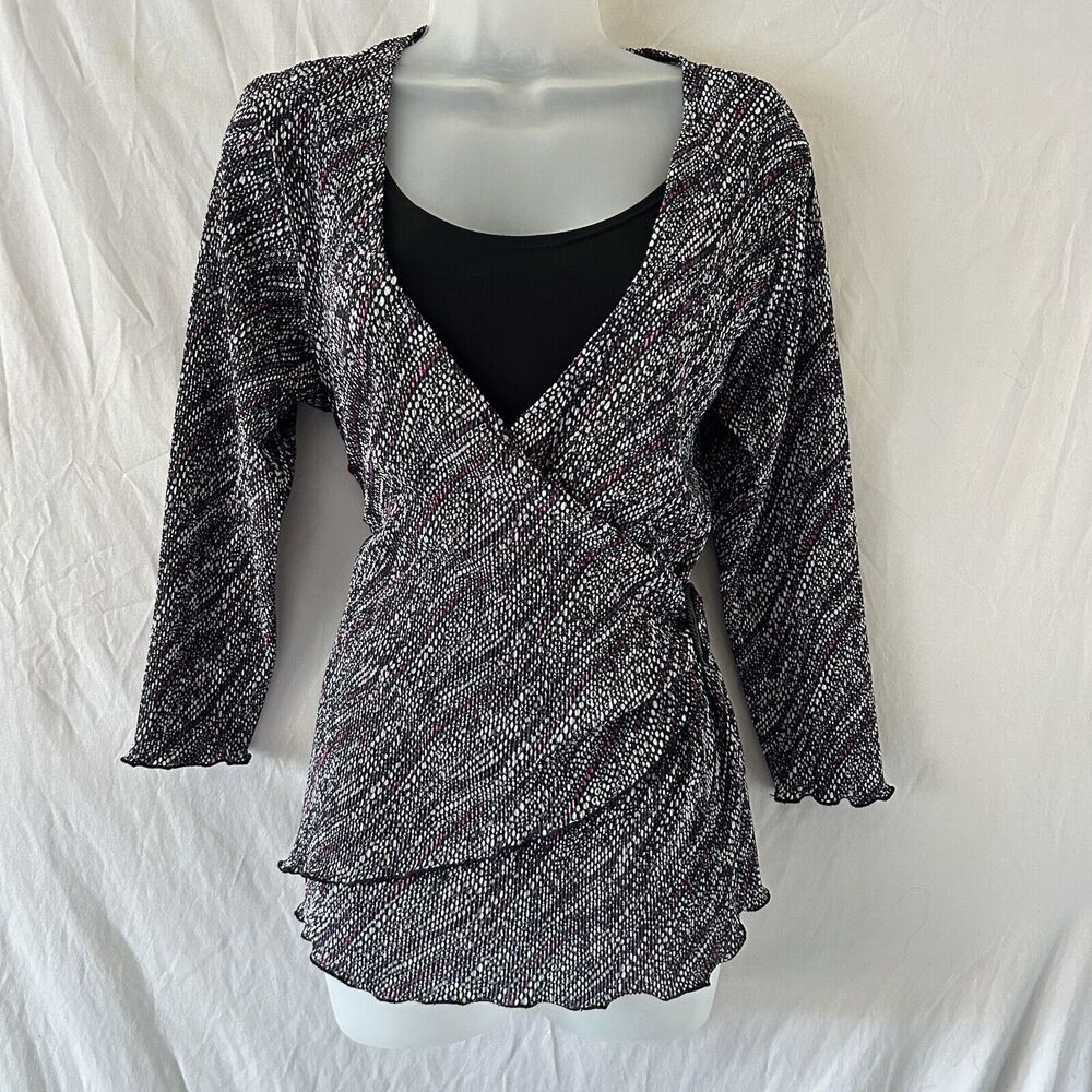 Notations Y2k Faux Wrap Top L Office Siren Secretary Librarian Corpcore